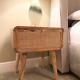 Scandi Bedside Table With Woven Drawer Light Finish Solid Mango Wood 1 Drawer