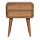 Scandi Bedside Table With Woven Drawers Light Finish Solid Mango Wood 2 Drawers