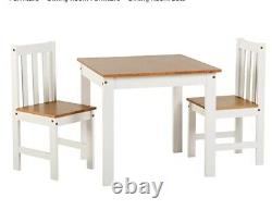 Seconique LUDLOW DINING TABLE & 2 CHAIRS WHITE & OAK EFFECT 2 SEATER NEW