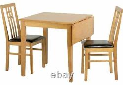 Seconique ViennaOak Drop Leaf Dining Set with 2 Brown Faux Leather Dining Set