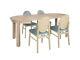 Set Small Round Table In Oak Sonoma & 4 Chairs, Extending To 195cm, High Quality