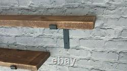 Shelf Board Rustic Shelves 4.4cm Industrial Solid Wood +2 Brackets