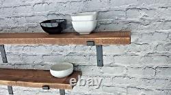 Shelf Rustic Chunky Industrial Handmade Shelves Metal Brackets/Solid Wood /4.4