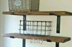 Shelf -Scaffold Board Rustic Shelves Industrial Solid Wood+2 Brackets