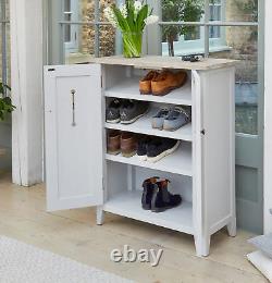 Shoe Cabinet Storage Unit 4 Shelves Solid Wood Grey and Limed Oak Signature