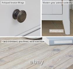 Shoe Cabinet Storage Unit 4 Shelves Solid Wood Grey and Limed Oak Signature
