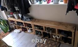 Shoe Rack, Hall Bench, Storage Seat, Handmade, Solid Chunky Rustic Pine, Wood