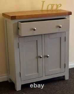 Sideboard Cabinet Cupboard Oak Pine Solid Slim 2 Door Dorset Painted French Grey