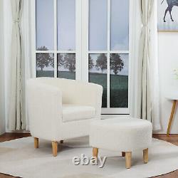 Single Sofa Accent Armchair Couches Living Room Guest Lounge with Footstool