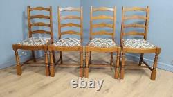 Six Vintage Rustic Farmhouse Ladder Back Kitchen Dining Chairs Inc Carvers