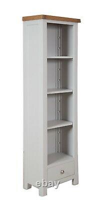 Slim Bookcase Display Solid Cabinet Oak Pine in Dorset Painted French Grey