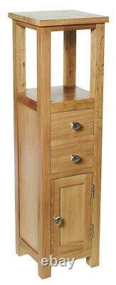 Slim Oak Corner Cabinet Small Wooden Bathroom Cupboard/Tower Bedside Table