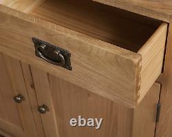 Slim Sideboard Cabinet Cupboard Solid Oak 2 Door Drawer in Harrogate Natural