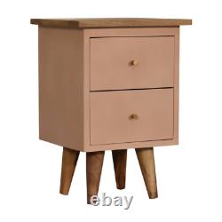 Small Bedside Table Pink Painted Cabinet Scandinavian Solid Wood Kids Unit Cline
