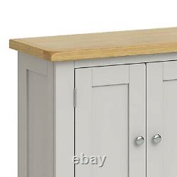 Small Grey 2 Door Storage Cupboard Oak Wood Hallway Cabinet Bathroom Unit Lundy