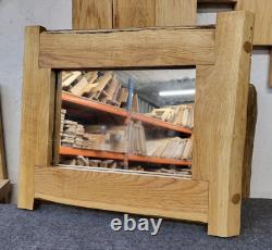 Small Hand-Crafted Oak Framed Mirror Waney Edge Furniture, Natural Finish