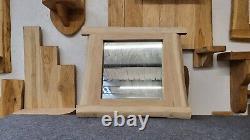Small Light Oak Framed Mirror Waney Edge Furniture, Natural Finish