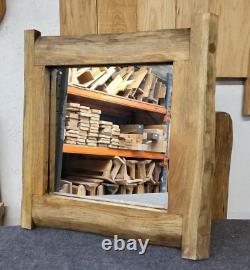 Small Live Edge Style Oak Framed Mirror Hand made Furniture, Natural Finish