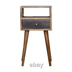 Small Narrow Bedside Table Grey Drawer Compact Nightstand Mango Wood Littler