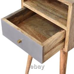 Small Narrow Bedside Table Grey Drawer Compact Nightstand Mango Wood Littler