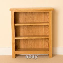 Small Oak Bookcase Compact Shelving Unit Low Shelves Newlyn Solid Wood Furniture