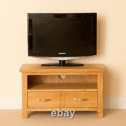 Small Oak TV Stand Unit Modern Solid Wood Cabinet Newlyn Living Room Furniture
