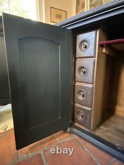 Small Solid Oak Gustavian Style Black Painted Hall Cupboard Cabinet Sideboard