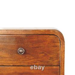 Small Wall Mounted Floating Bedside Table Dark Wood Unit 2 Drawer Hamade