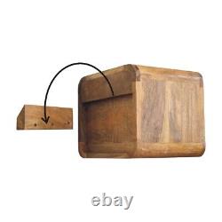 Small Wall Mounted Floating Bedside Table Light Wood Unit 2 Drawer Hamade