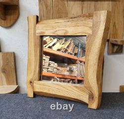 Small Waney Edge Style Oak Framed Mirror Hand made Furniture, Natural Finish