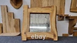 Small Waney Edge Style Oak Framed Mirror Hand made Furniture, Natural Finish