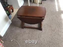 Small vintage drop leaf Solid Wood coffee table. Oak