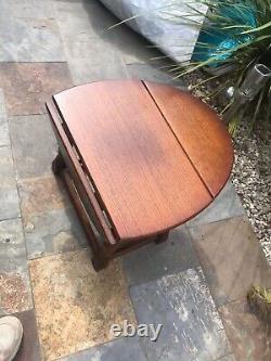 Small vintage drop leaf Solid Wood coffee table. Oak