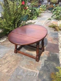 Small vintage drop leaf Solid Wood coffee table. Oak