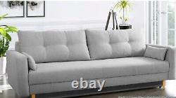 Sofa Bed with Storage, Soft Fabric, Oak Legs Delivery Time 1 to 3 weeks