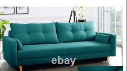 Sofa Bed with Storage, Soft Fabric, Oak Legs Delivery Time 1 to 3 weeks
