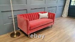 Sofa. Com Ruby 2 seater sofa in Dusty Rose pink velvet with Oak Legs RRP £1350
