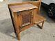 Solid Arts & Crafts Oak Bench Settle Window Hall Seat With Cupboard