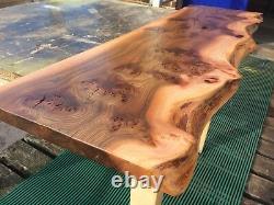 Solid Elm Live Edge Floating Shelf, Reclaimed, rustic Oak, chunky Tv Unit, Table