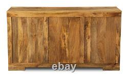 Solid Mango Wood Light Large 3 Drawer Sideboard New Indian Furniture