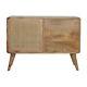 Solid Mango Wood Sideboard Cabinet With Woven Door And 3 Drawers Brass Knobs