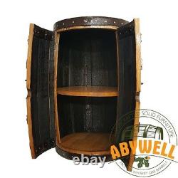 Solid Oak Drink Cabinet Wine Rack Handmade & Recycled from Scotch Whisky Barrel
