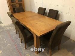 Solid Oak Extendable Dining Table & 6 Solid Oak Dining Chairs Oak Furniture