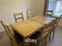 Solid Oak Extendable Dining Table With 8 Chairs