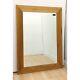 Solid Oak Framed Rectangle Wall Hung Overmantle Bevelled Mirror 103cm X 76cm