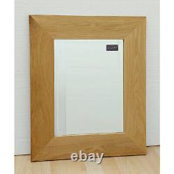 Solid Oak Framed Rectangle Wall Hung Overmantle Bevelled Mirror 48cm x 59cm