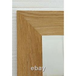 Solid Oak Framed Rectangle Wall Hung Overmantle Bevelled Mirror 77.5cm x 63.5cm