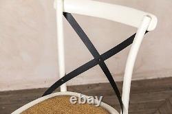 Solid Oak Shabby Chic Bentwood Kitchen Chair With Metal Cross Back