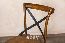 Solid Oak Traditional Cross Back Dining Chair With Metal Cross Back Wooden Chair