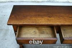 Solid Oak Two Drawer Hall Lamp Phone Console Table Stand Sideboard Dresser Base